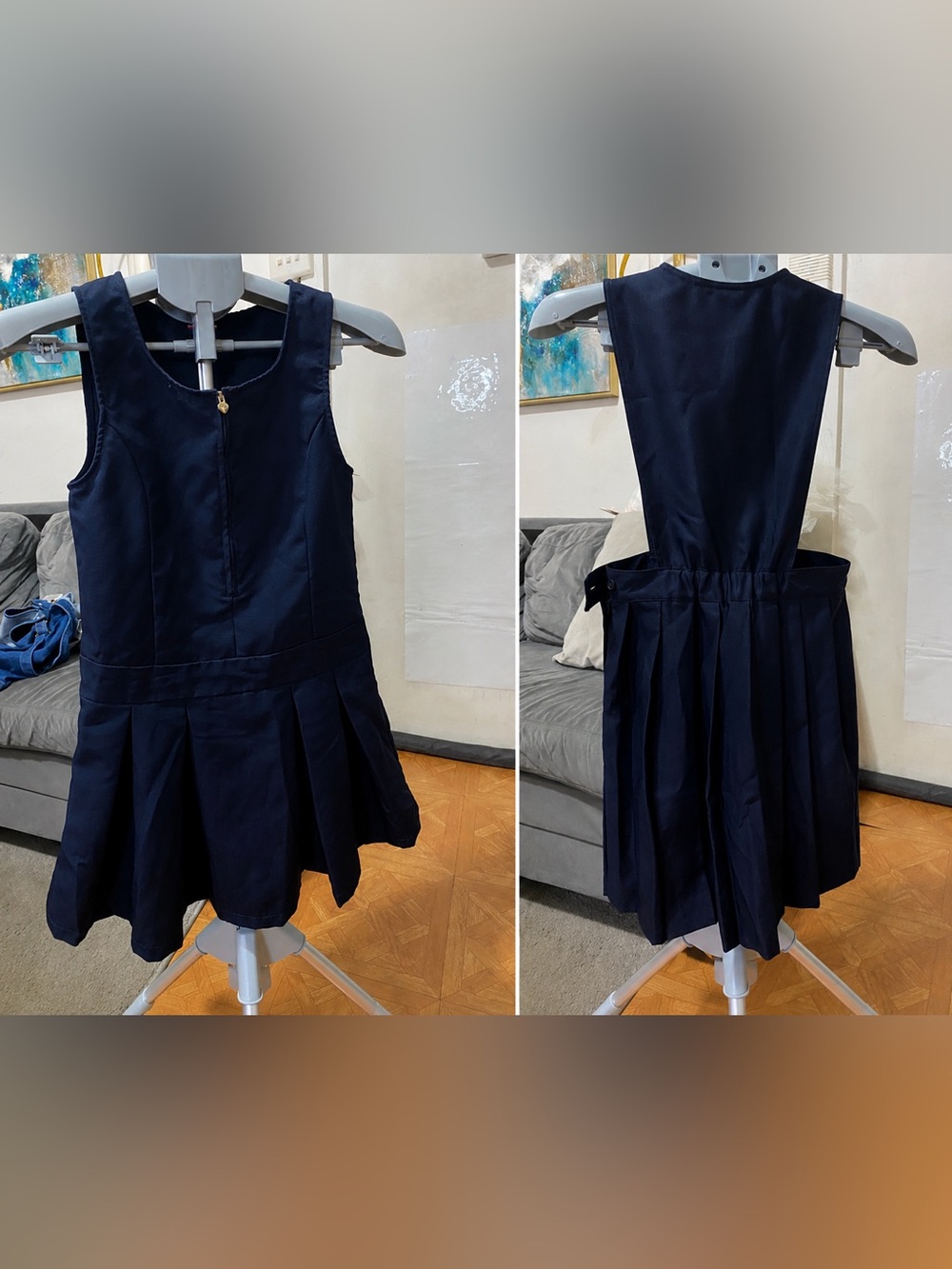 2 French Toast Navy Pleated Jumper Dress for Girls size 10